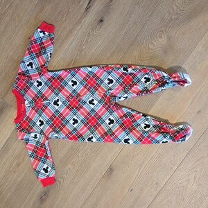 Disney 18 month Christmas Red Green Footed Pajamas Mickey Mouse
